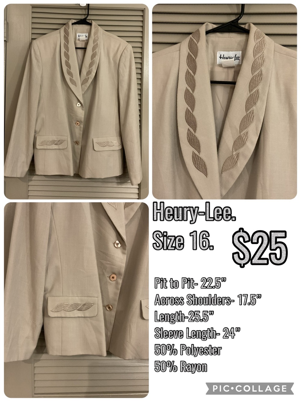 Heury-Lee Women's Taupe Braided-Trim Blazer